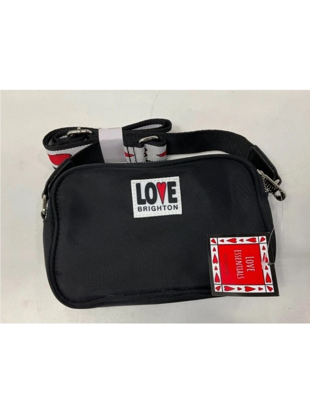 Brighton Black Belt Bag with Red Heart Accent